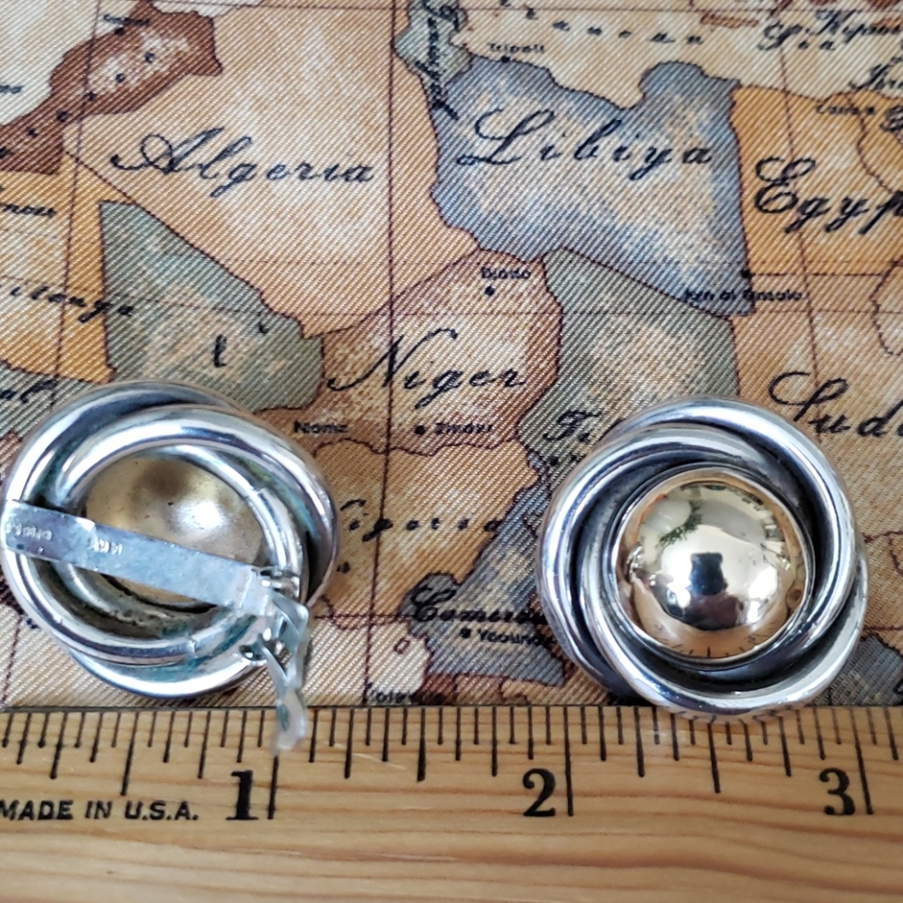 VTG PBD Love knot 14k Gold and Sterling earrings - Picture 4 of 8